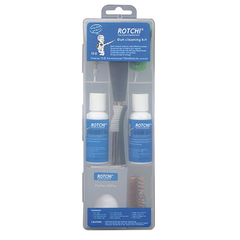 तेलाच्या बाटलीसह पारदर्शक बॉक्स एअरगन गन क्लीनिंग किट